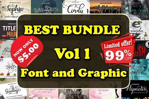 Best Bundle Vol 1 - 26 Premium Fonts, 5 Premium Graphics