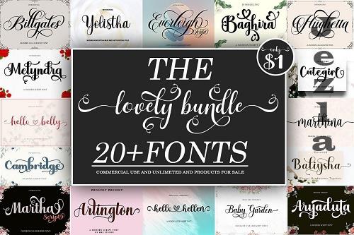 The Lovely Bundle - 20 Premium Fonts