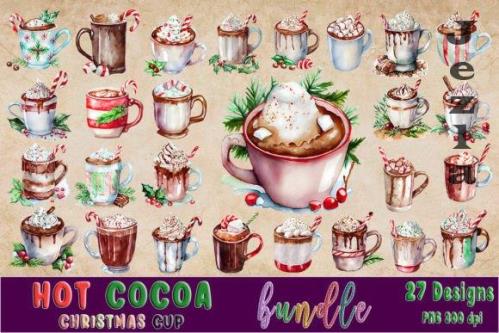 Christmas Hot Cocoa Watercolor Bundle - 4203363