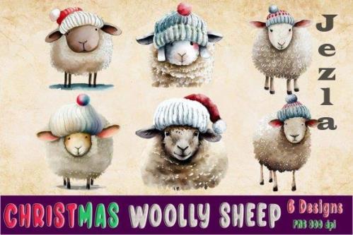 Christmas Woolly Sheep Watercolor Bundle