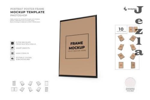 Portrait Poster Frame Mockup Template Bundle - 2338804