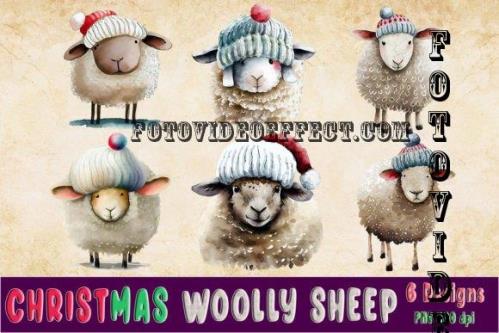 Christmas Woolly Sheep Watercolor Bundle