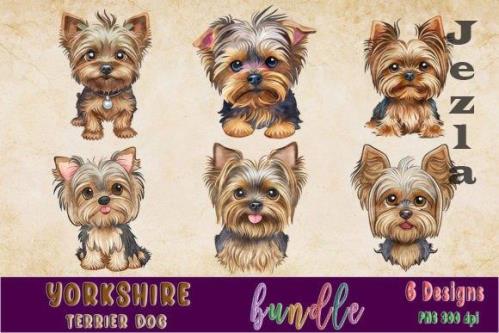 Yorkshire Terrier Dog Clipart Bundle