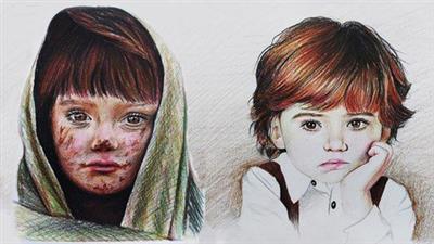 Realistic Portrait Drawing With Colored  Pencil