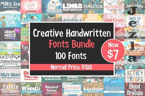 Creative Handwritten Fonts Bundle - 100 Premium Fonts