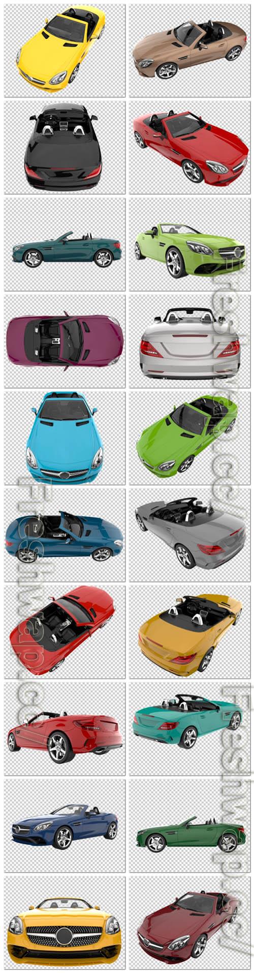 20 Sport car on transparent background, 3d rendering - illustration in psd vol 1