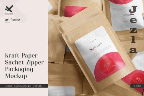Kraft Paper Sachet Packaging Mockup - 2343204