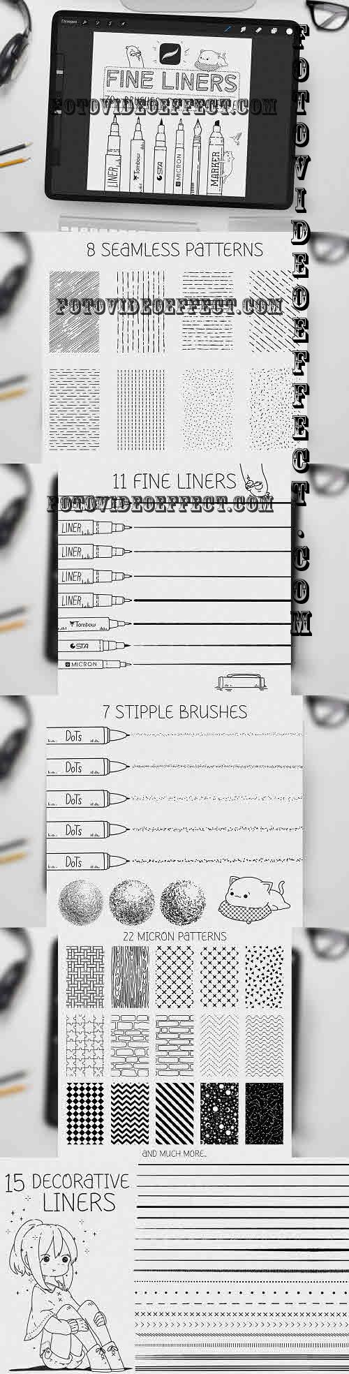 Fine Liner Brushes for Procreate - 10967023