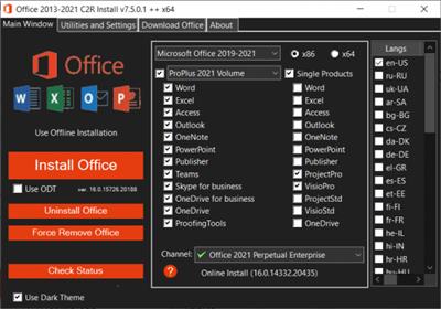 Office 2013-2021 C2R  Install / Install Lite 7.5.0.1