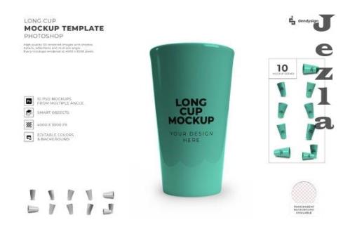 Long Plastic Cup Mockup Template Set - 2347921