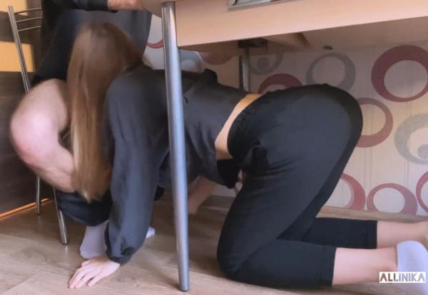 Allinika  - Schoolgirl Sucked The Tutors Cock Under The Table  (FullHD)