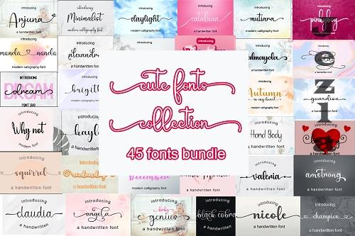 Cute Fonts Collection - 45 Premium Fonts