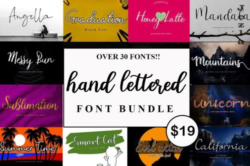 Handlettered Font Bundle - 30 Premium Fonts
