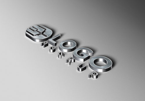 PSD 3d luxury silver logo mockup