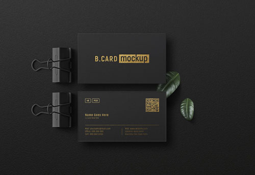 PSD luxury gold foil stamping logo mockup on black business cards
