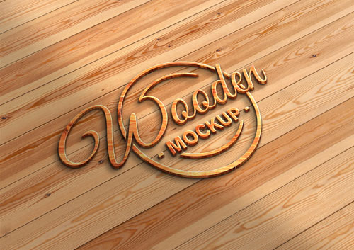 PSD 3d wooden logo mockup