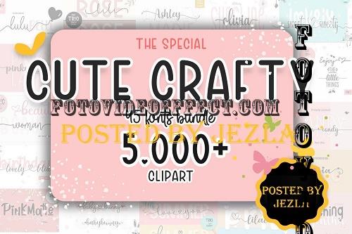 Cute Crafty Fonts and Clipart Bundle -  45 Premium Fonts, 8 Premium Graphics