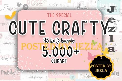 Cute Crafty Fonts and Clipart Bundle -  45 Premium Fonts, 8 Premium Graphics