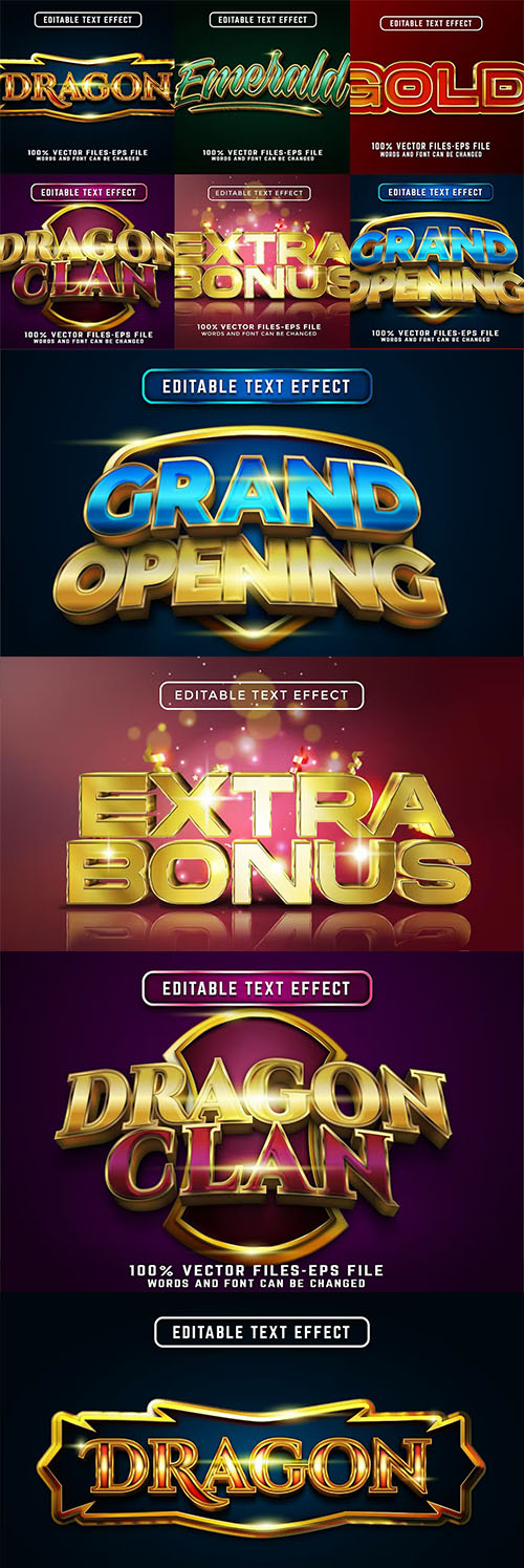 Set of Gold Editable Text Effect Vol. 1
