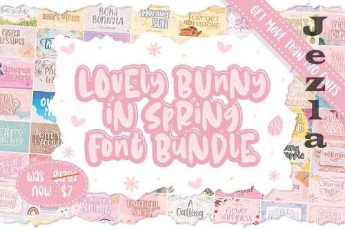 Lovely Bunny in Spring Font Bundle - 132 Premium Fonts