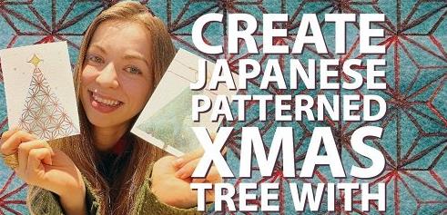Beginners Watercolour Xmas Tree With Japanese Patterns