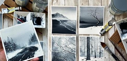 Monochrome Winter Landscapes with Watercolors – Learn to Paint using a Single Color