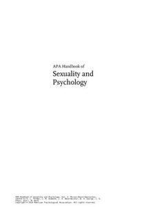 APA handbook of sexuality and psychology, Vol. 1 Person-based approaches