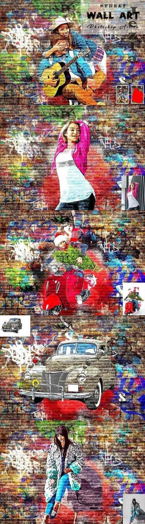 Street Wall Art Photoshop Action - 10994529