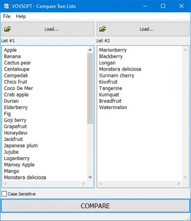 VovSoft Compare Two Lists 1.5
