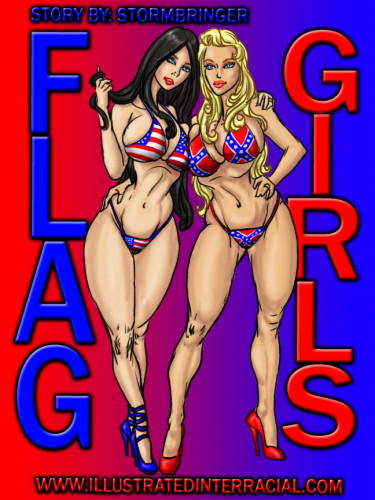 ILLUSTRATED INTERRACIAL - FLAG GIRLS