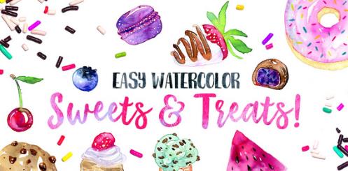 Easy Watercolor Sweets & Treats! Step by Step Beginner Level