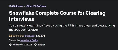 Snowflake Complete Course for Clearing Interviews