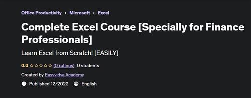 Complete Excel Course [Specially for Finance Professionals]