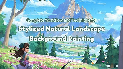 Stylized Natural Landscape Background Painting