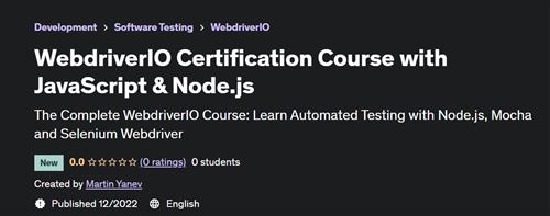 WebdriverIO Certification Course with JavaScript & Node.js