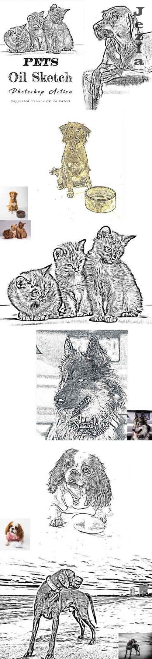 Pets Oil Sketch Photoshop Action - 11005026