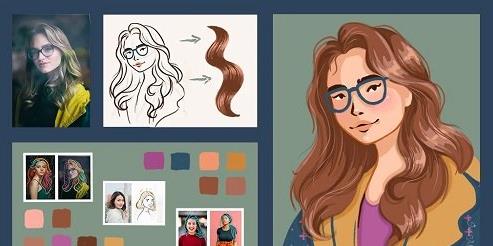Drawing Stylized Hair Tips for Portrait Illustration
