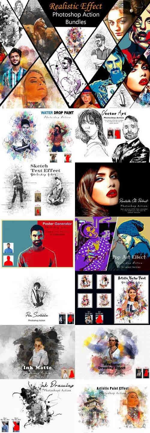 Realistic Effect Photoshop Action Bundle