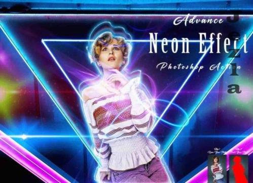 Advance Neon Effect Photoshop Action - 11011595