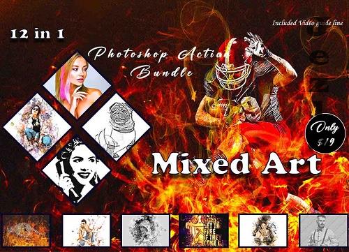 Mixed Art Photoshop Action Bundle - 11011649