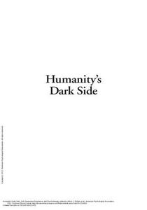 Humanity'S Dark Side Evil, Destructive Experience and Psychotherapy