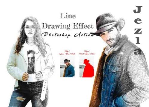 Line Drawing Effect Photoshop Action - 11016166