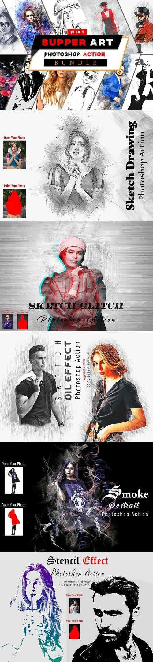 Supper Art Photoshop Action Bundle - 11017664