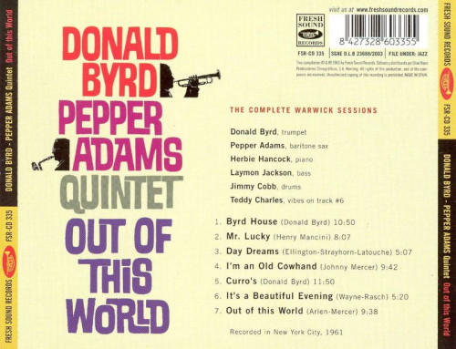 Pepper Adams, Donald Byrd Quintet Featuring Herbie Hancock - Out of This World (1961) (2003) Lossless