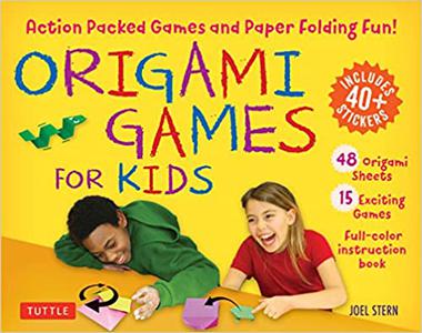 Origami Games for Kids Kit Action Packed Games and Paper Folding Fun! [Origami Kit with Book, 48 Papers, 75 Stickers, 1