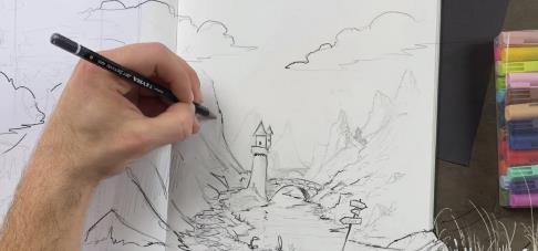Drawing From Imagination Sketch a Fantasy Landscape in Pen or Pencil