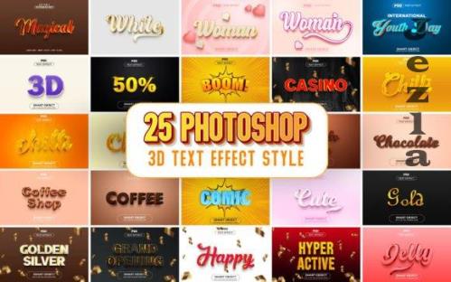 3D Text Effect Style Bundle Template V3