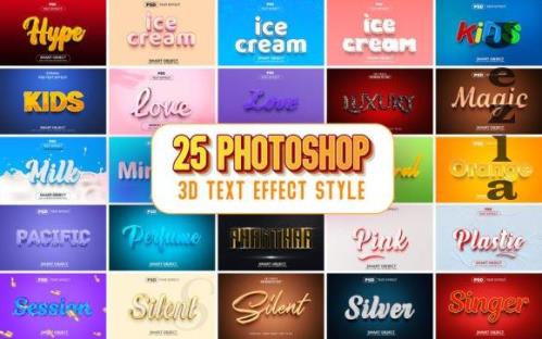 3D Text Effect Style Bundle Template V4