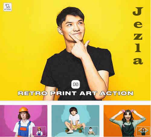 Retro Print Art Action - C93YML6 Retro Print Art Action - C93YML6