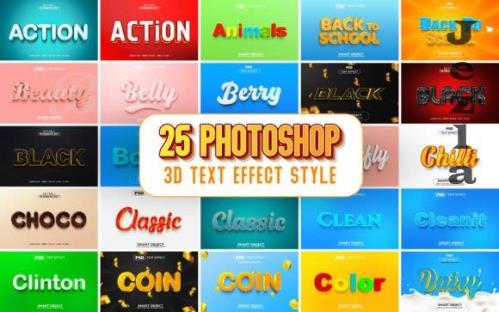 3D Text Effect Style Bundle Template V6